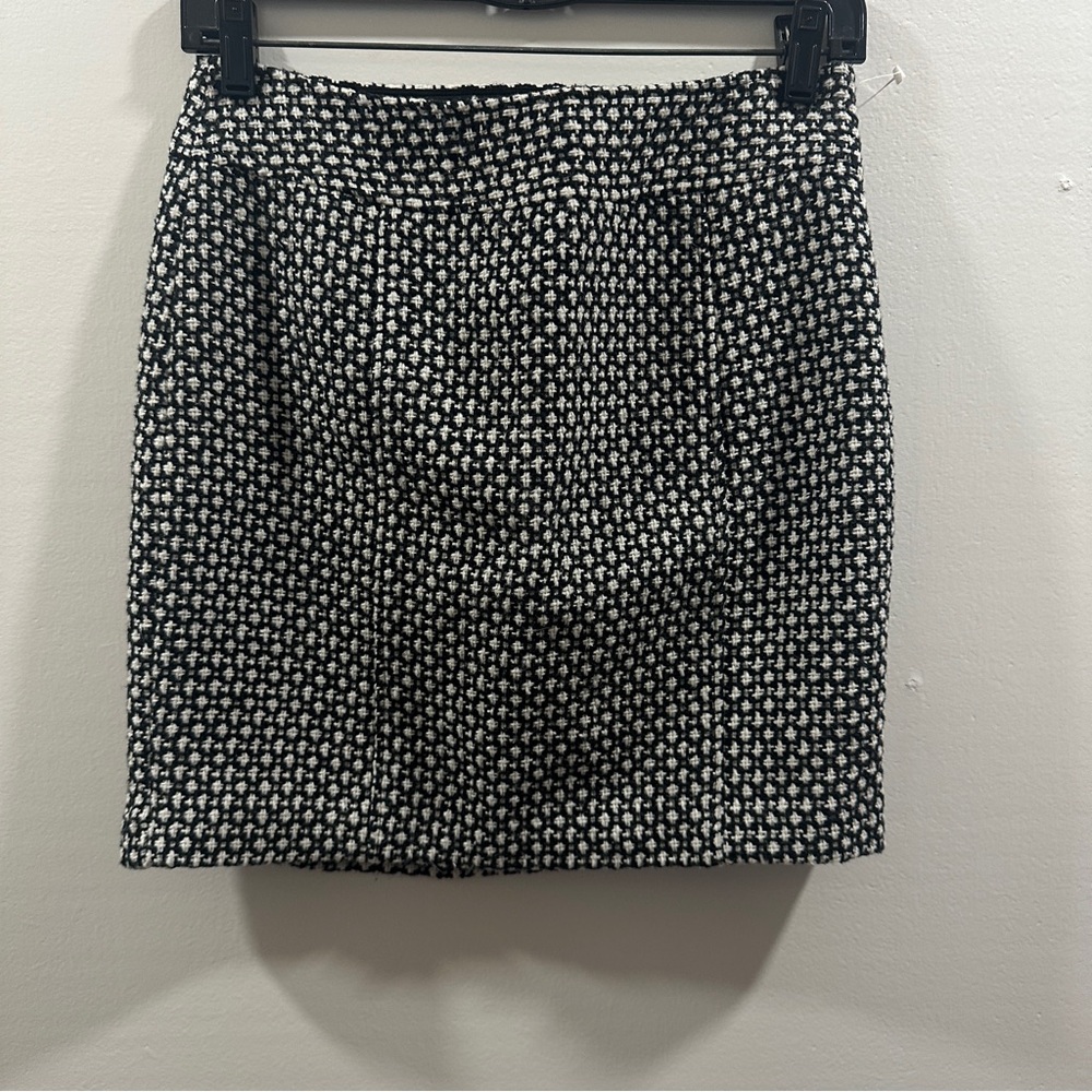 Banana republic NWOT black white wool blend mini skirt 0 XS